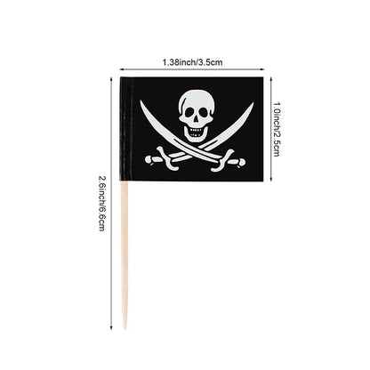 -Pirate Flag Toothpicks Cupcake Topper For Kids Boys Pirate Theme Birthday Party Cake Decoraiton Halloween Cocktail Pick Supplies