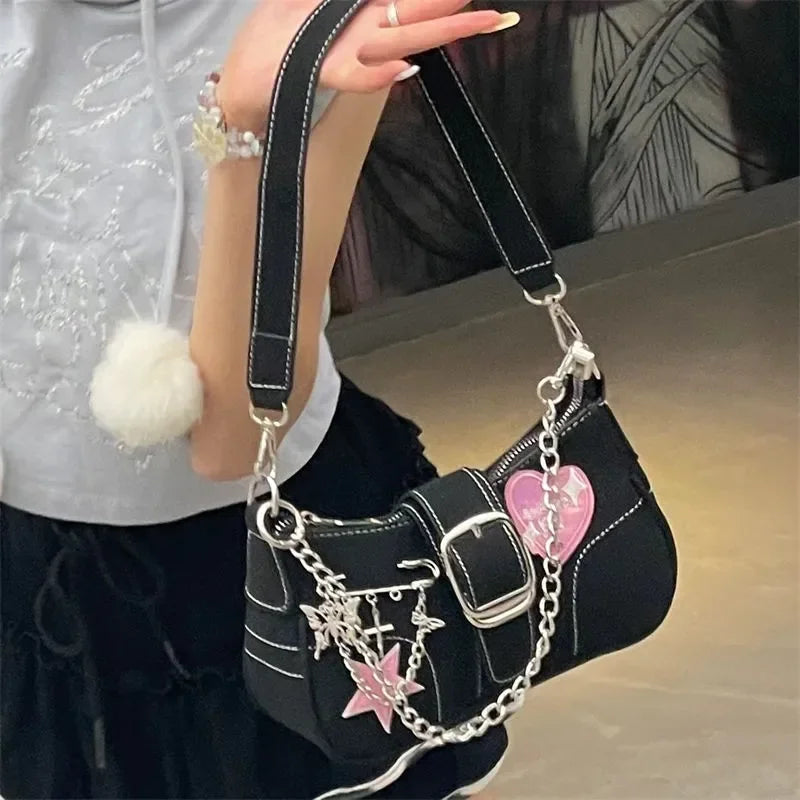 eybag Y2K Cross Decor Underarm Bag: Stylish Chain Shoulder Bag for Modern Women, Fashionable Pink Handbags and Purses