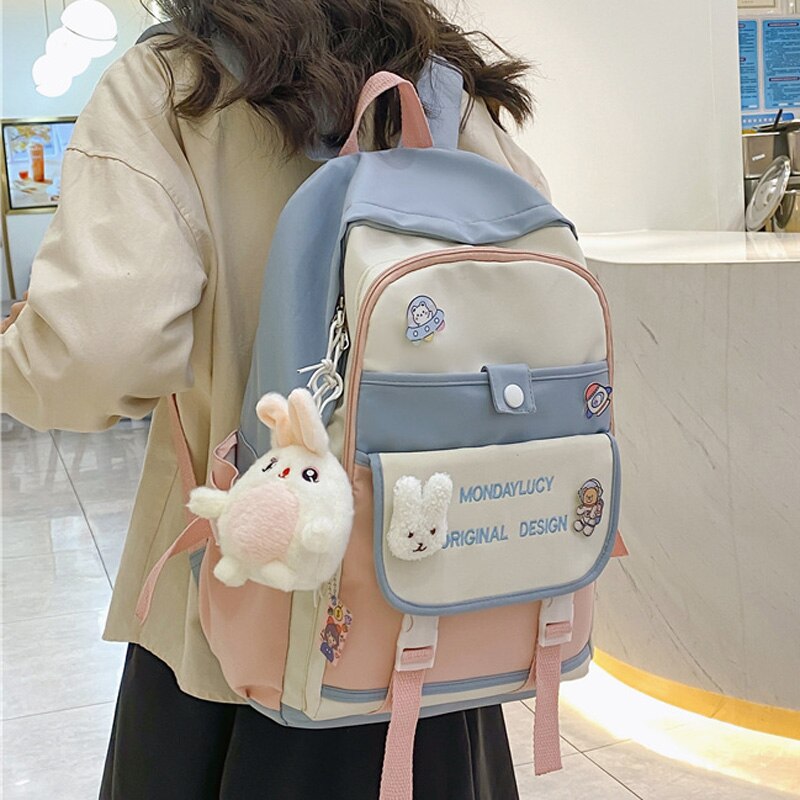 eybag Women Backpack Large Cute Female Multi-pocket Travel Bagpack Student Schoolbag for Teenage Girl Book Knapsack New Mochila 2022