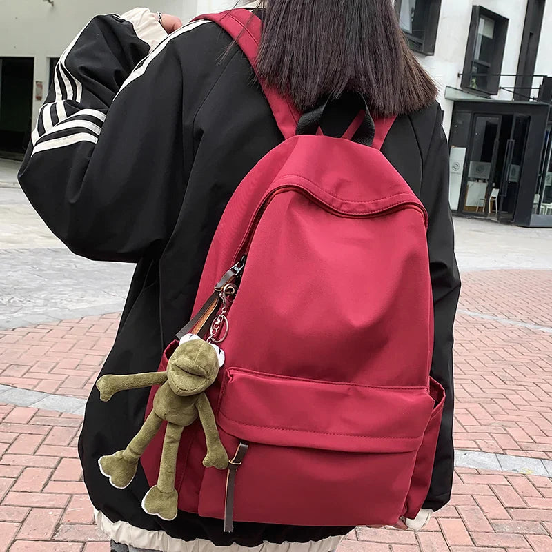 eybag New Trend Women's Backpack High Quality Nylon Fabric Backpack Simple Solid Color School Bag For Teen Book SchoolBags