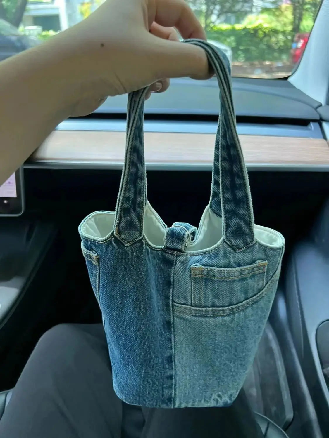 eybag Casual Denim Bucket Bag Women New Harajuku Handle Pocket Chic Shoulder Bag Handbag Female Vintage Y2k Hand Bag Ladies