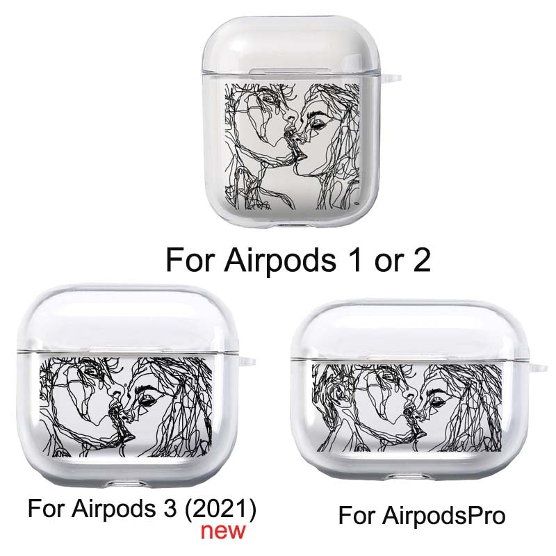 eybag Cover For Apple Airpods 2 1 3 Case Earphone Coque Soft Protector Fundas Airpods Pro Air Pods Covers Earpods Line Couple Hot Kiss