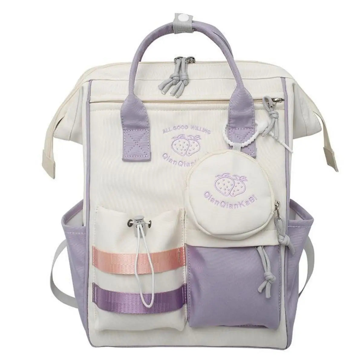 eybag Cute Back to School Summer Strawberry Pastel Purple & Brown Backpack