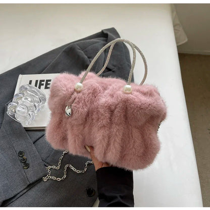 eybag Faux Fur Tote Handbags and Purses Women Shoulder Crossbody Bags New Soft Plush Messenger Bag High Quality