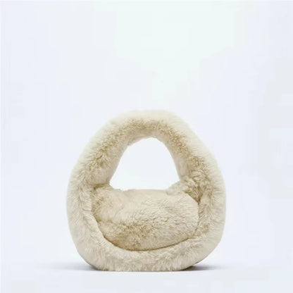 eybag Fashion Faux Fur Bags for Women Designer Handbags Fluffy Plush Shoulder Bag Winter Warm Soft Tote Clutch Cloud Bag Wrist Purses