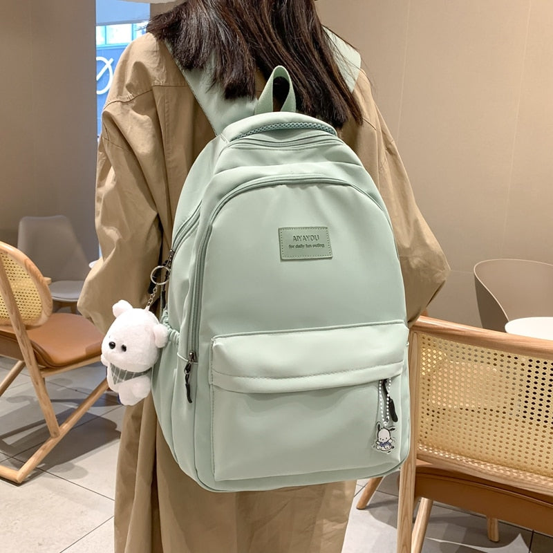 eybag Waterproof Solid Color Nylon Women Backpack School Bag For Teenagers Girls Travel Backbag Students Bag Kawaii Bookbag Mochilas