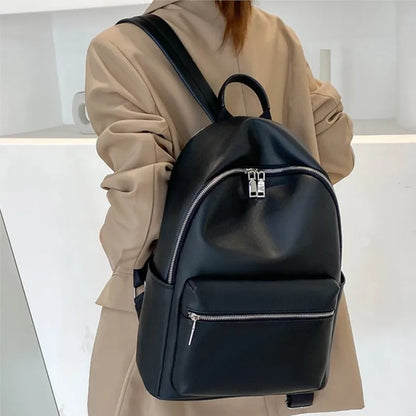 eybag Women School Bag High Quality Pu Leather Luxury Shoulder Bags Designer Large Capacity Casual Versatile Backpack Solid Color