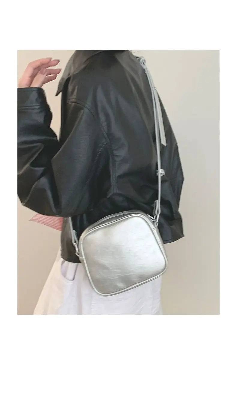 eybag Silver Square Shoulder Bag Women New Harajuku Solid Messenger Bag Pursers Ladies Vintage Crossbody Bags Luxury Designer