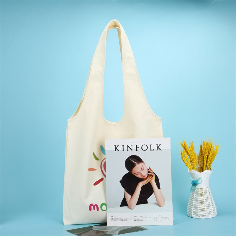 Lkblock Fashion Girls Cute Bookbag Summer Sweet Shopping Bag College Canvas Shoulder Bag Women Casual Art Make Up Bag Kawaii