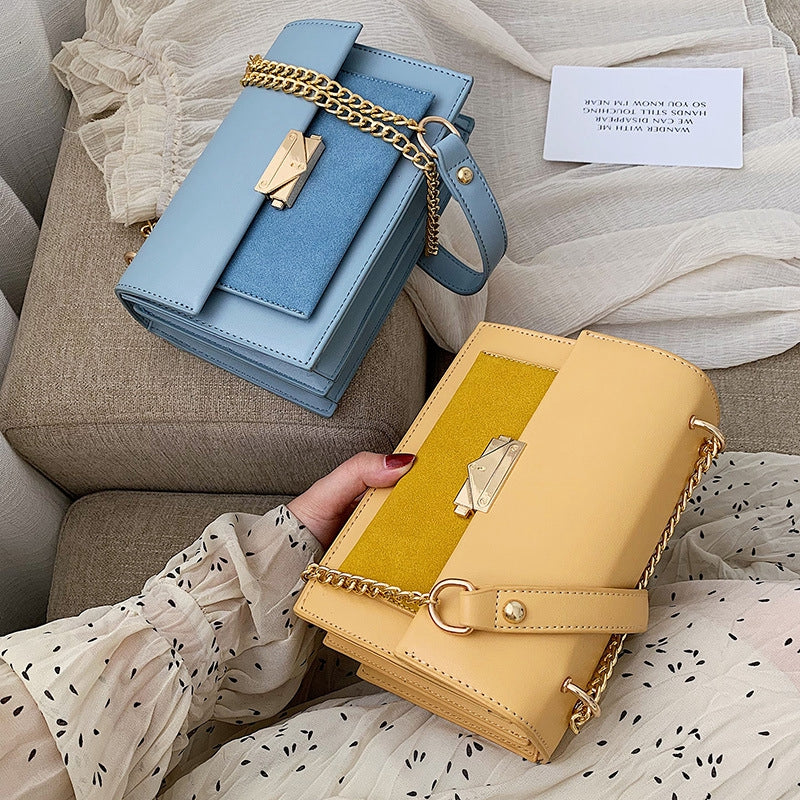 eybag autumn and winter new leather chain flap small square bag casual all-match one-shoulder diagonal bag