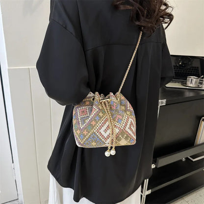 eybag Shopper Bags For Women Trend 2024 Cross Body Bohemian Bucket Plaid Women's Shoulder Bag Korean Popular Luxury Designer