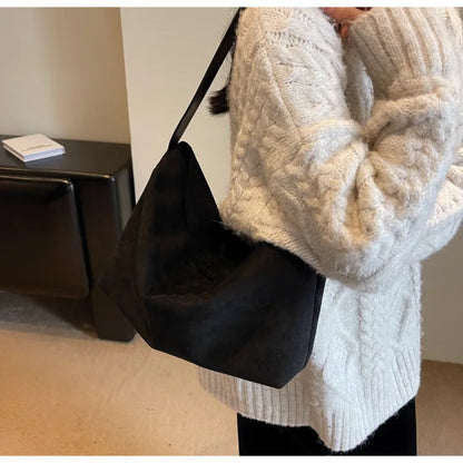 eybag Retro Autumn/Winter Bag  Women 2024 Suede Shoulder Bag Commuting Work Hand Armpit Bag