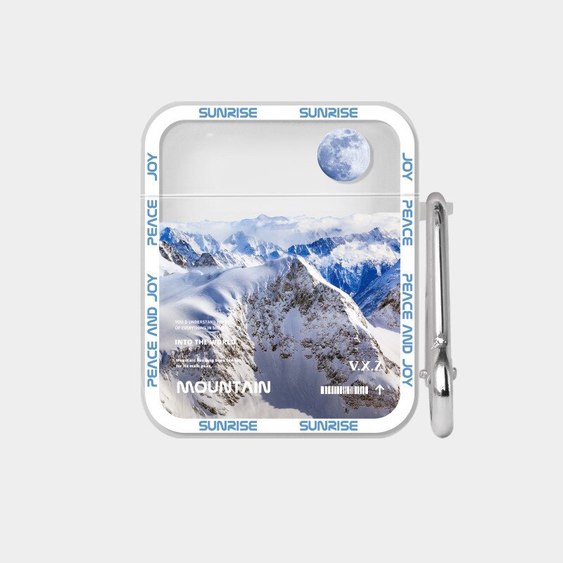 eybag Luxury Fashion Case for Apple AirPods 1 2 Pro Retro Snow Mountain Soft Silicone Clear Cover for AirPods 3 Cases With Keychain