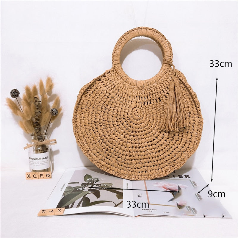 eybag Retro Top Handle Design Crossbody Bag for Women Branded Simple Summer Straw Woven Handbags Female Hollow Basket Shoulder Bags