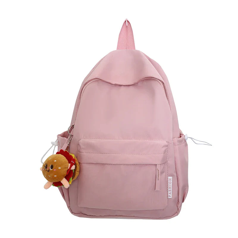 eybag 2024 Hot Selling Candy Colored Hamburger Pendant Backpack with College Style Minimalist and Fashionable Girl Backpack