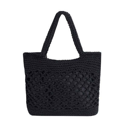 eybag Women Casual Handbags Fashion Summer Straw Woven Hollow Handmade Cotton Shopper Totes Beach Net Bags Female Casual Shoulder Bags