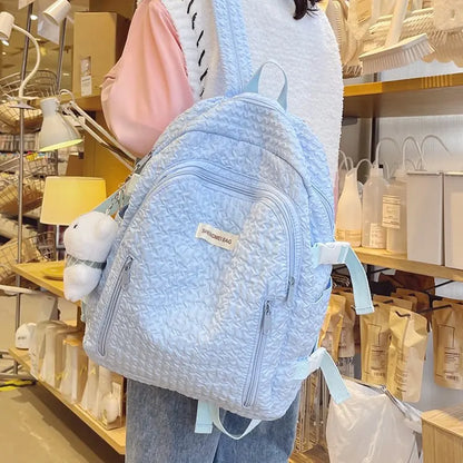 eybag Lovely Bubble Cotton Plaid Backpack Women New Fashion School Bags For Teenage Girls Kawaii Backpack Mochilas Para Mujer Sac