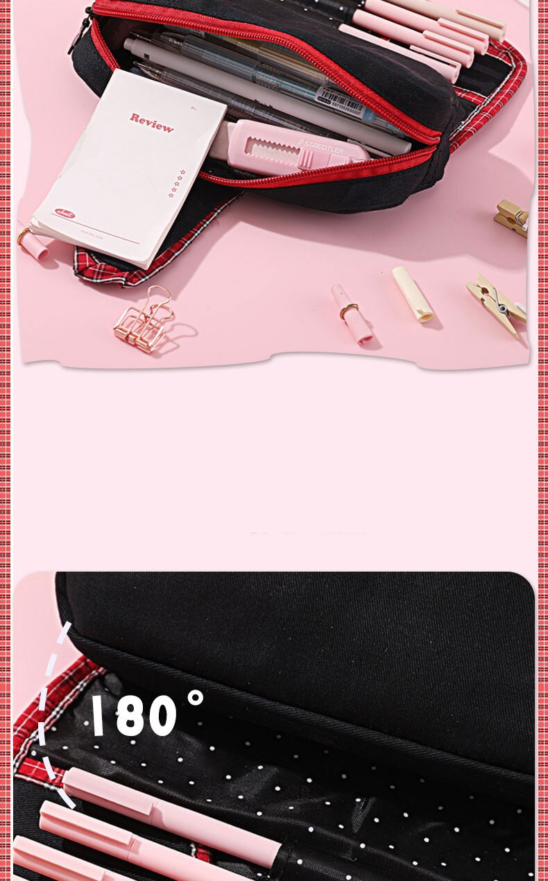 eybag Simple Design Pencil Cases Button Vintage Pen Bag Cute Kawaii Canvas Pencil Bag With Zipper Large Capacity Stationery Bag