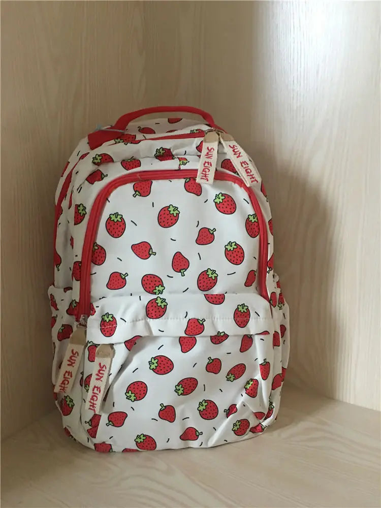 eybag Kawaii Cute Strawberry Printed Students Schoolbags High-capacity Women All Match Casual Backpack Harajuku Sweet Girl Backpacks