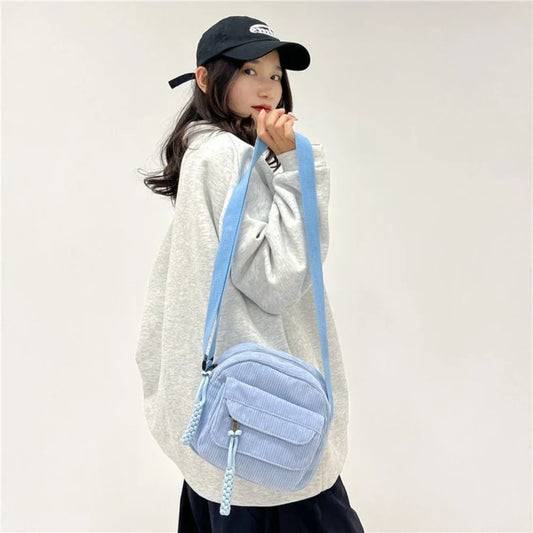 eybag Preppy Style Small Bags Women Soft Corduroy Purses and Handbags Girls Crossbody Bags Phone Bag Student Casual Shoulder Bag Bolso