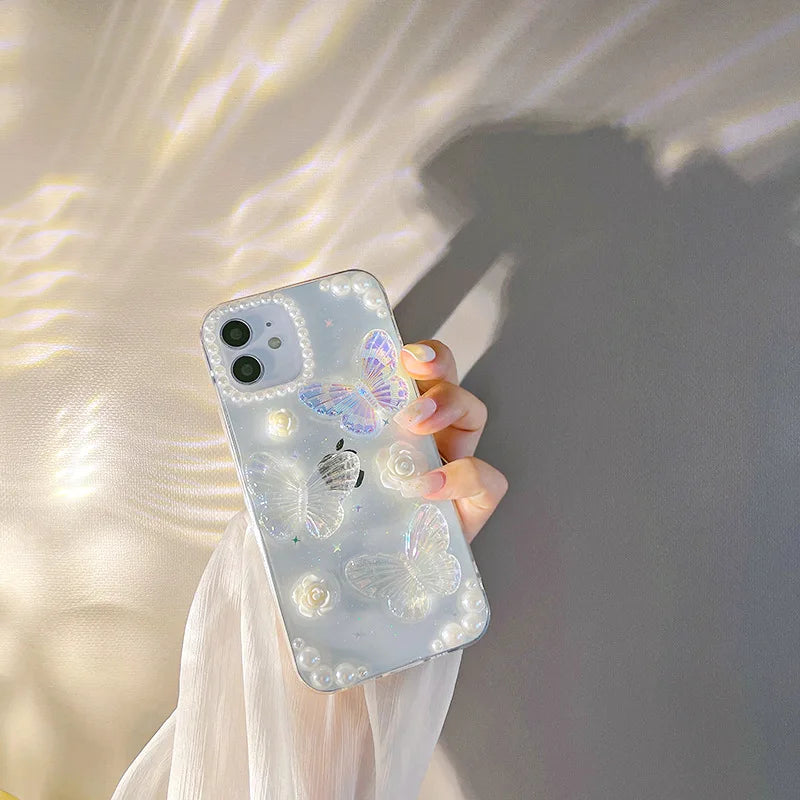 eybag Cute 3D Butterfly Transparent Phone Case for IPhone 15 14 13 12 11 Pro Max Mini XS X XR 8 7 Plus SE Shockproof Bumper Cover