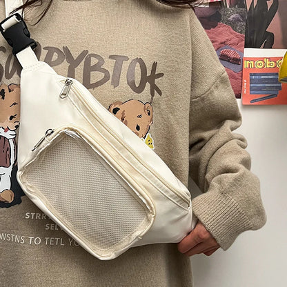 eybag Japanese Harajuku Chest Bag Women Transparent Pocket Kawaii Waist Bag College Student Crossbody Bags New Purses Bolso De Hombro