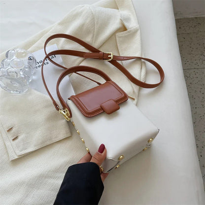 Lkblock Fashion Small Square Bag For Women PU Design Chic Messenger Bag Trendy Panelled All-Match Shoulder Bag Handbags