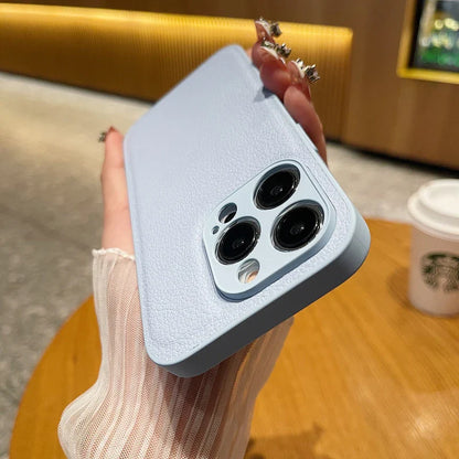 eybag Luxury Candy Color Leather Texture Phone Case For iPhone 15 14 13 12 11 Pro Max Soft Silicone Shockproof Back Cover