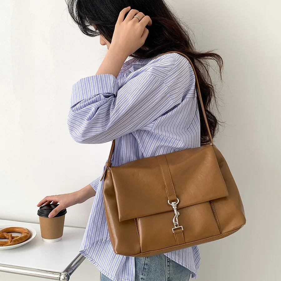 eybag Casual Soft PU Leather Tote Large Quilting Women Shoulder Bag New Designer Bags for Women High Quality Armpit Bag Commuting Bags