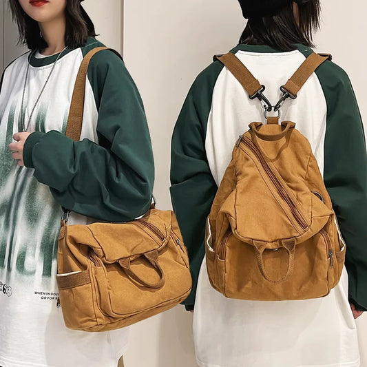 eybag Casual Canvas women Backpack big capacity School Bag College Student Travel Ladies hand bag Vintage Female Shoulder Bag bagpack