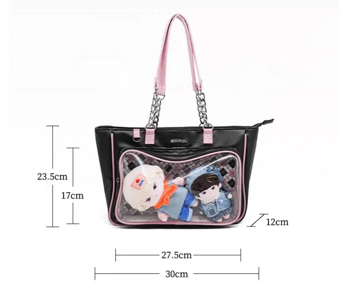 eybag Plaid Fashion Womens Shoulder Bag Luxury Lolita Jk Niche Designer Ita Tote Bag Leather Casual Doll Harajuku Ladies Handbag