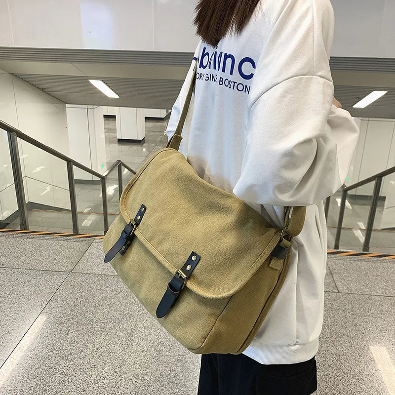  eybag Street Fashion Vintage Style Canvas Bags Women and Men Unisex Messenger Bag School Bags Crossbody Bags Book Shoulder Bag Bolso