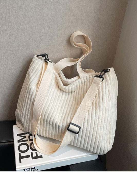 eybag Solid Soft Corduroy Handbags For Women Shoulder Side Bag Vintage Large Shopper Shopping Bags Zipper Tote Fashion Versatile