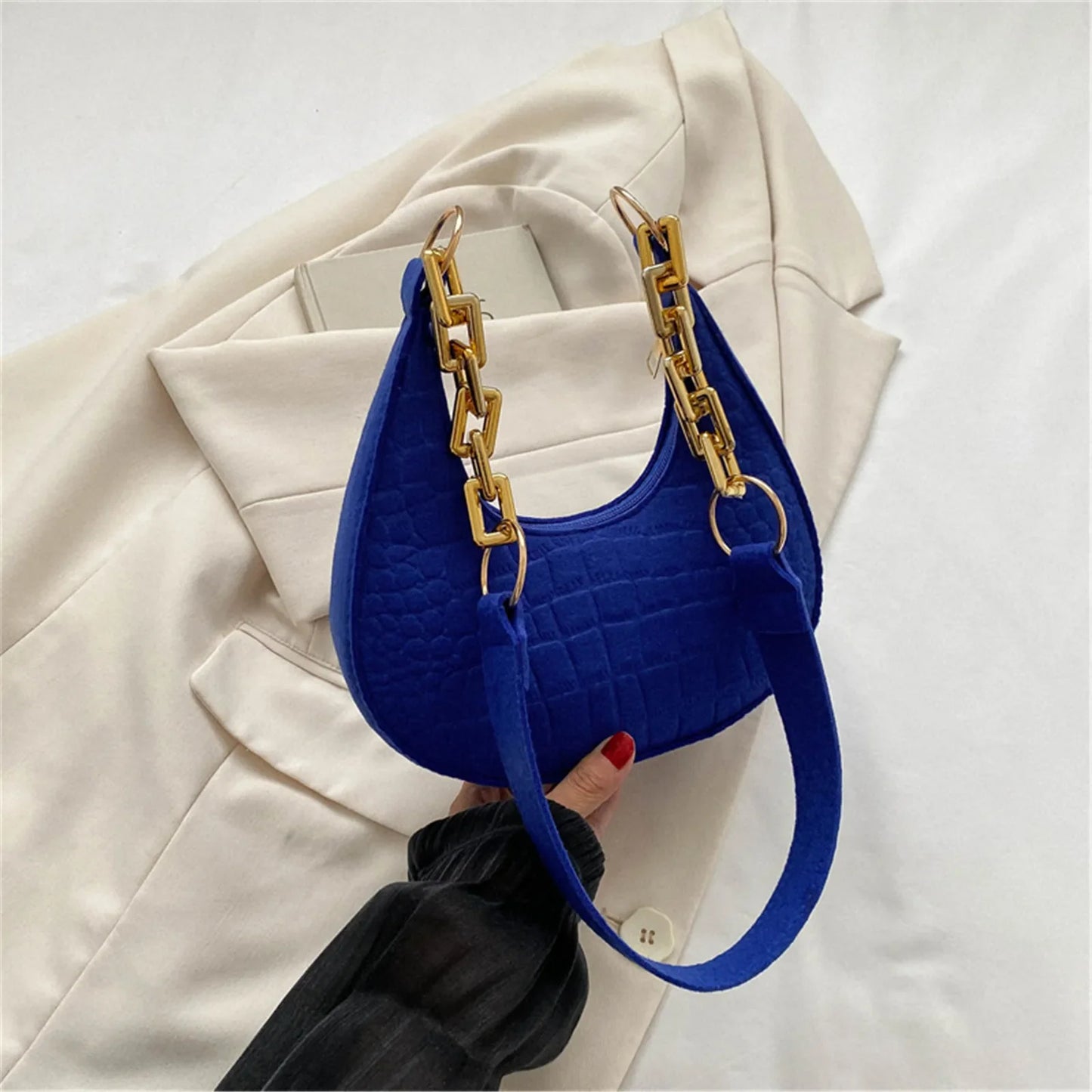 eybag Women Underarm Bag Retro Felt Fashion Shoulder Bag Autumn Casual Purse Light Weigh Casual Phone Bag 2024