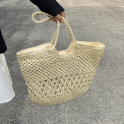 eybag Casual Design Straw Weave Bags Trend Luxury Women Shoulder Bag Fashion Female Beach Handbags Large Capacity Travel Tote Bag Sac