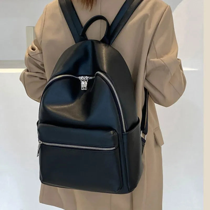 eybag Women School Bag High Quality Pu Leather Luxury Shoulder Bags Designer Large Capacity Casual Versatile Backpack Solid Color