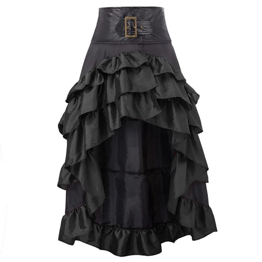 eybag Vintage Women Pirate Skirts Ruffled Trim Gothic Irregular Corset Matching Skirts Steampunk Medieval Showgirl Party Dress