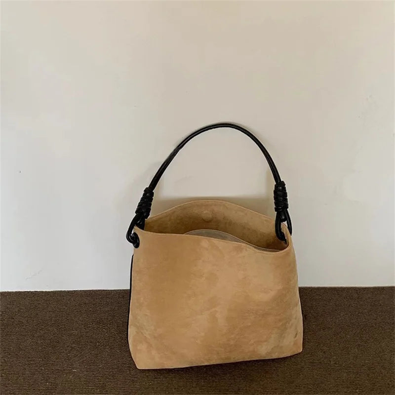 eybag Suede Tote Bag Women Retro Handbag Sanding Shoulder Bucket Bag Ladies Purses and Handbags Vintage Tote Bag