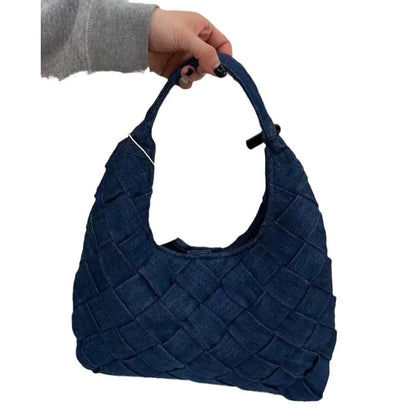 eybag Vintage Shoulder Bag for Women Denim Blue Messenger Bags Large Capacity woven ladies Tote Bag Purses and Handbags