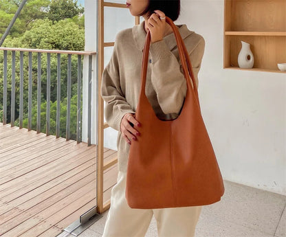 eybag Casual Women Shoulder Bag Large Capacity Shopping Bags Female Tote Handbag Solid Soft Leather Shopper Lady Travel Purse Bag