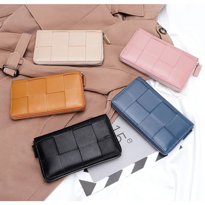 eybag 2024 New Fashion Genuine Leather Women Long Wallets Real Leather Female Luxury Brand Design Clutch Girl Lady Gift Cash Purse