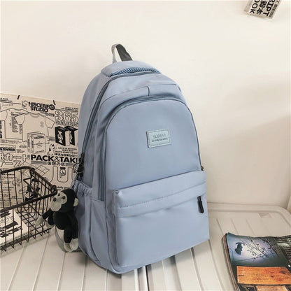 Women's Backpack Solid Color Female Multi-pocket Casual Man Travel Bag High Quality Schoolbag for Teenage Girl Book Knapsack