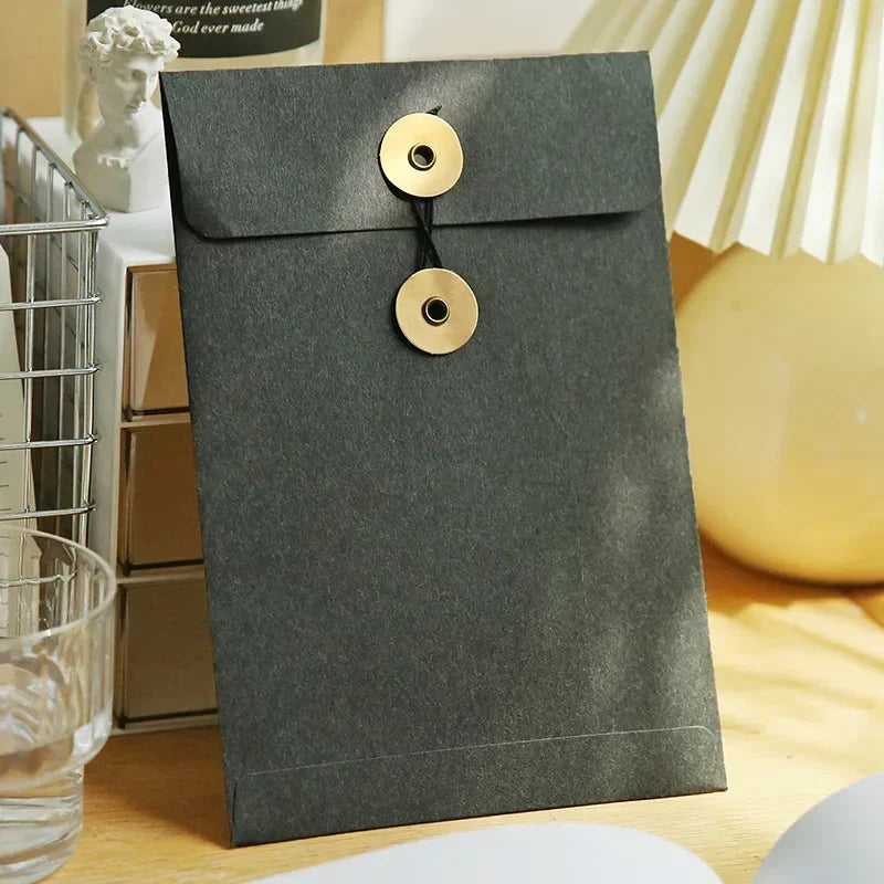 eybag Kraft Paper Envelope Vintage Winding Ticket File Documents Bag with Button String Tie Retro Business Greeting Cards Storage Bag