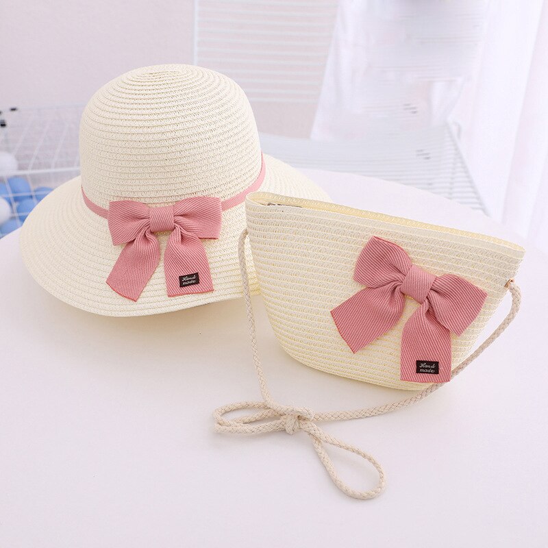 eybag Parent-Child Hat Crossbody Bag For Women Girls Same Paragraph Sun Hat Straw Sun Protection Beach Travel Holiday Parent-Child Cap