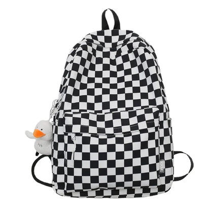 eybag Solid Color Schoolbag Backpack Boys Girls Junior High School Students Plaid Student Schoolbag New Japanese Backpack