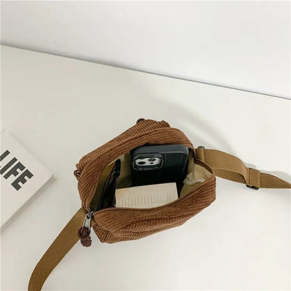 eybag Preppy Style Small Bags Women Soft Corduroy Purses and Handbags Girls Crossbody Bags Phone Bag Student Casual Shoulder Bag Bolso