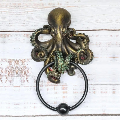 -Halloween Octopus Skull Door Knocker Unique Bizarre Gothic Home Decoration Resin Handicrafts Outdoor Garden Decors Towel Hanging Rack