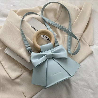 eybag Embossed Bow Bucket Bag with Mini Letter Decoration