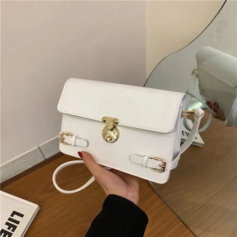 eybag PU Solid Color Single Shoulder Women's Bag Versatile Crossbody Bag Fashionable Retro Small Square Bag