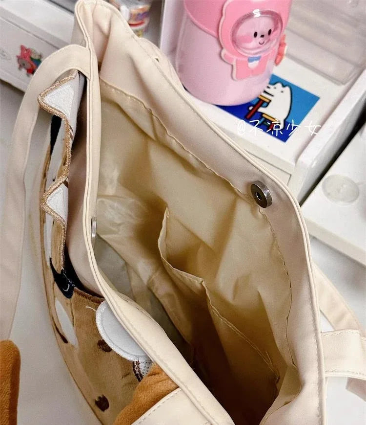 eybag Cute Cat Large Capacity Storage Bags Handbag Shoulder Bags Armpit Bag Kawaii Canvas Bag Women Bags Tote Bag HandBags